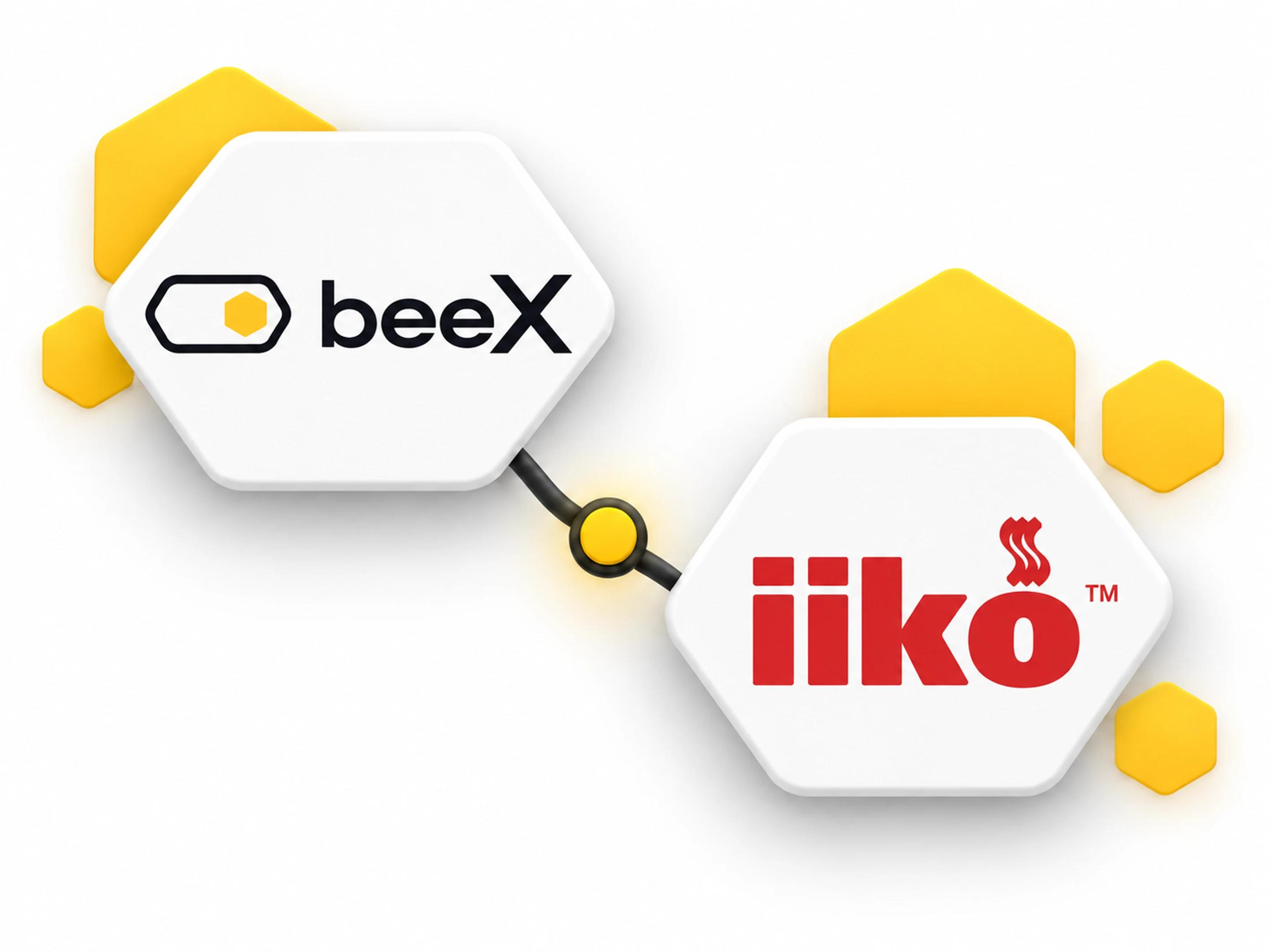 Логотипы BeeX и iiko, соединённые между собой